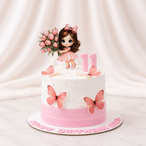 Pink Butterfly 11th Birthday Cake