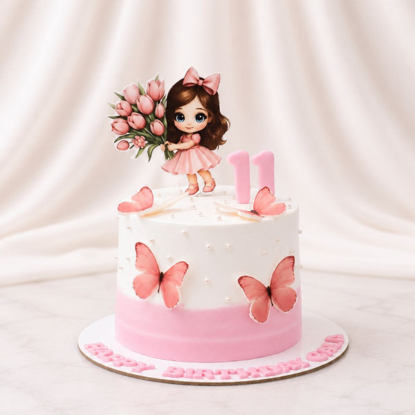 Pink Butterfly 11th Birthday Cake
