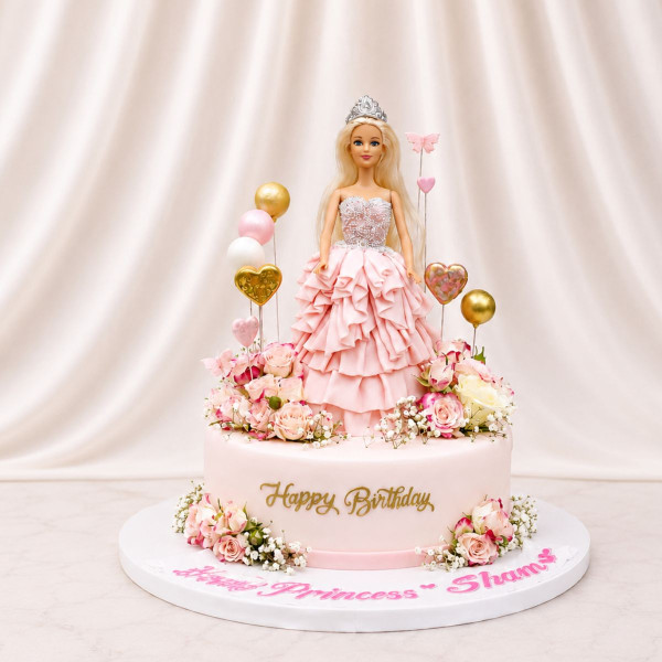 Pink Princess Doll Birthday Cake