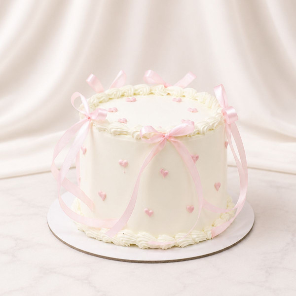 Pink Ribbon Heart Celebration Cake