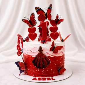 Red Butterfly Princess Birthday Cake