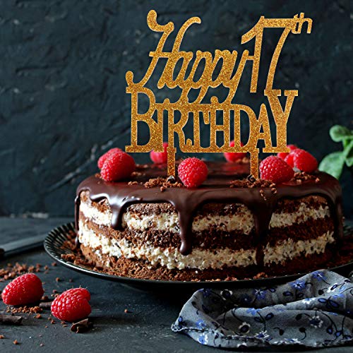Seventeen Gold Glitter Acrylic Cake Topper Happy 17th Birthday Abudhabi