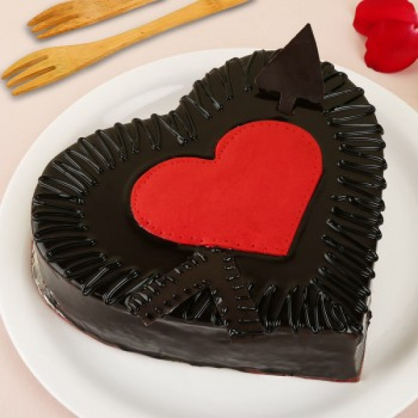 Black & Red Heart Shaped Cake