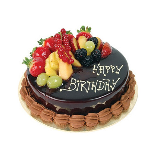 fruit with chocolate cake