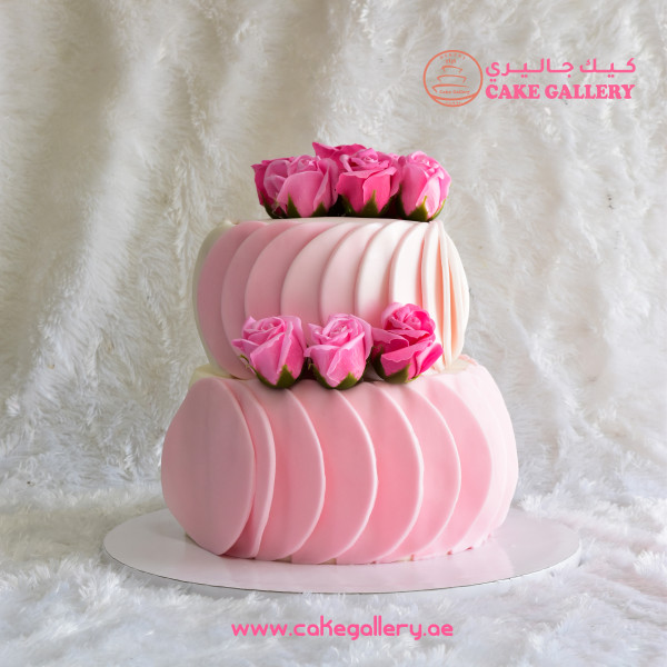 2 Layered  Rose Cake