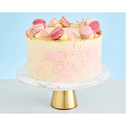 One Tier Pink Pastel Macaron Anniversary cake