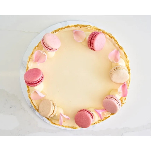 One Tier Pink Pastel Macaron Anniversary cake