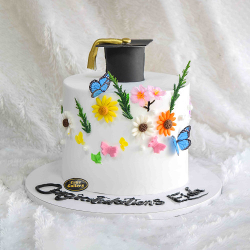 ACADEMIC CAKE WITH FLOWER AND BUTTERFLY