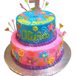 Two layered colourfull cake Two layered colourfull cake