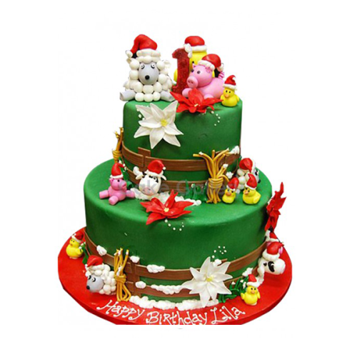 Two tier Greenish cake